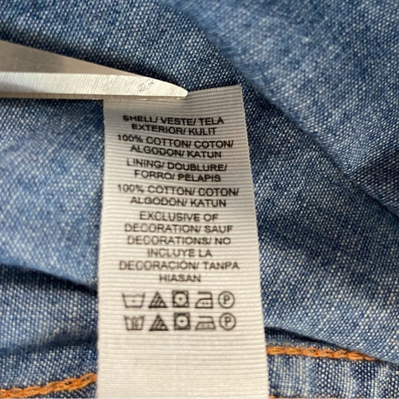 LUCKY BRAND / Embroidered Chambray Western Shirt Long Sleeve Button Down Size M - Picture 7 of 14